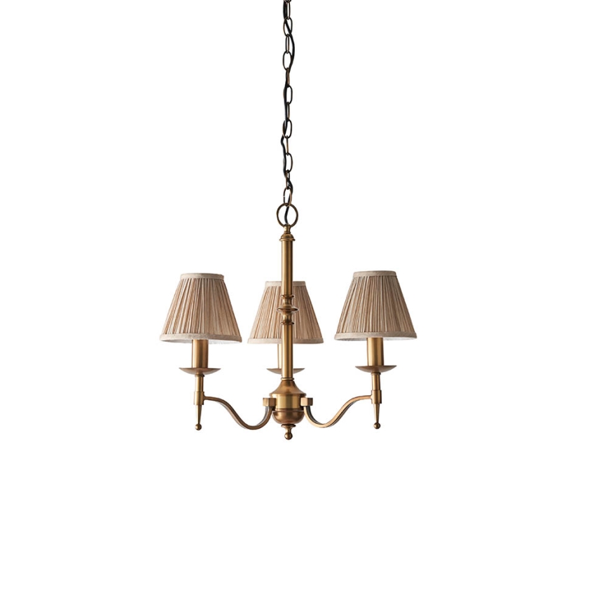 Endon 63628 - Kronleuchter mit Kette STANFORD 3xE14/40W/230V Messing/Beige