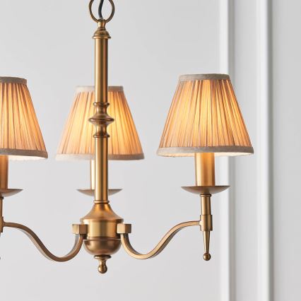 Endon 63628 - Kronleuchter mit Kette STANFORD 3xE14/40W/230V Messing/Beige