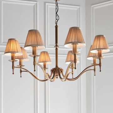 Endon 63629 - Kronleuchter an Kette STANFORD 8xE14/40W/230V Messing/Beige