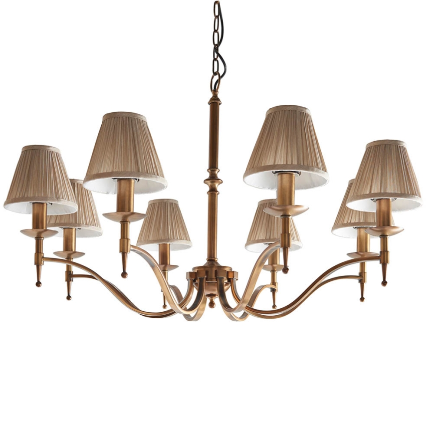 Endon 63629 - Kronleuchter an Kette STANFORD 8xE14/40W/230V Messing/Beige