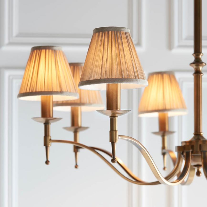 Endon 63629 - Kronleuchter an Kette STANFORD 8xE14/40W/230V Messing/Beige