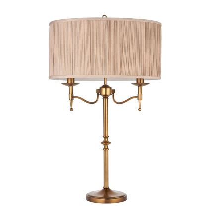 Endon 63648 - Tischlampe STANFORD 2xE14/40W/230V Messing/Beige
