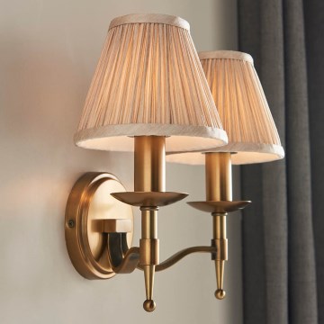 Endon 63654 - Wandleuchte STANFORD 2xE14/40W/230V Messing/beige