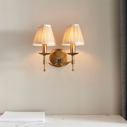 Endon 63654 - Wandleuchte STANFORD 2xE14/40W/230V Messing/beige