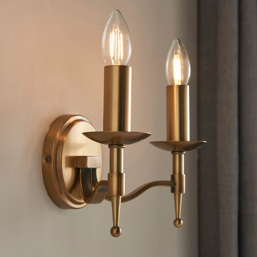 Endon 63654 - Wandleuchte STANFORD 2xE14/40W/230V Messing/beige