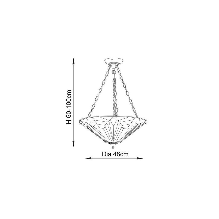 Endon 63936 - Tiffany-Kronleuchter ASTORIA mit Kette 3xE27/60W/230V Ø 48 cm