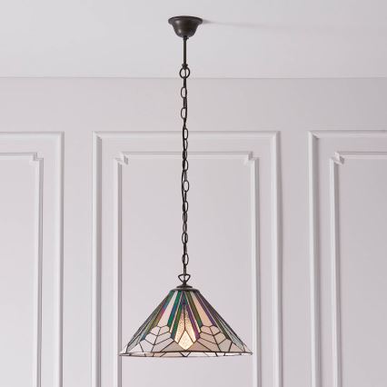 Endon 63937 - Tiffany-Kronleuchter ASTORIA an Kette 1xE27/60W/230V, Ø 40 cm