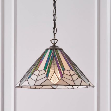 Endon 63937 - Tiffany-Kronleuchter ASTORIA an Kette 1xE27/60W/230V, Ø 40 cm