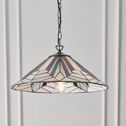 Endon 63938 - Tiffany-Kronleuchter ASTORIA an Kette, 1x E27/60W/230V, Ø 48 cm