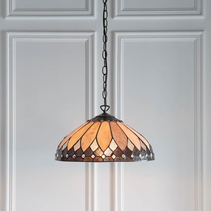 Endon 63977 - Tiffany-Kronleuchter BROOKLYN an Kette 1xE27/60W/230V, Ø 40 cm