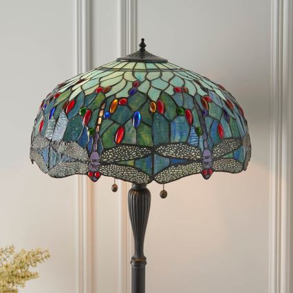 Endon 64069 - Stehleuchte Tiffany DRAGONFLY 2xE27/60W/230V Ø 50 cm
