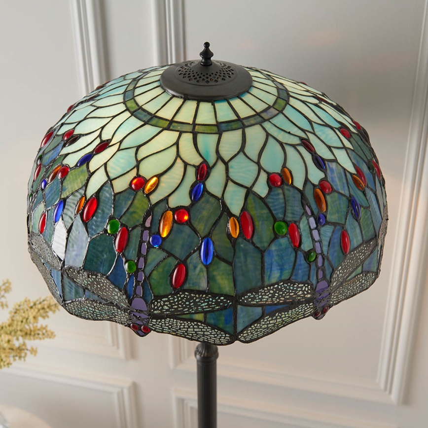 Endon 64069 - Stehleuchte Tiffany DRAGONFLY 2xE27/60W/230V Ø 50 cm