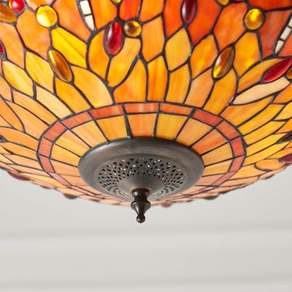 Endon 64076 - Kronleuchter mit Kette Tiffany DRAGONFLY 3xE27/60W/230V Ø 41 cm