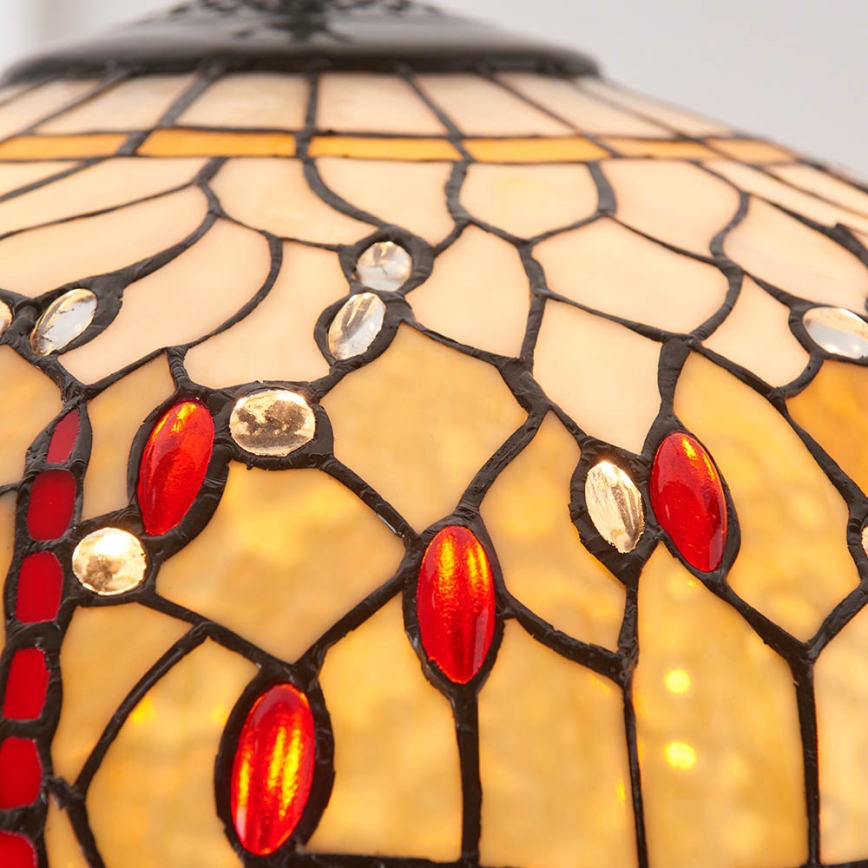 Endon 64079 - Tiffany-Kronleuchter an Kette DRAGONFLY, 3x E27/60W/230V, Ø 50 cm