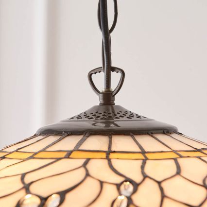 Endon 64079 - Tiffany-Kronleuchter an Kette DRAGONFLY, 3x E27/60W/230V, Ø 50 cm