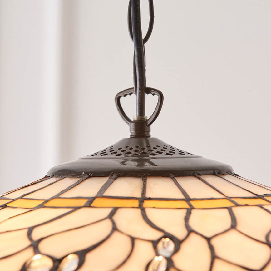 Endon 64079 - Tiffany-Kronleuchter an Kette DRAGONFLY, 3x E27/60W/230V, Ø 50 cm