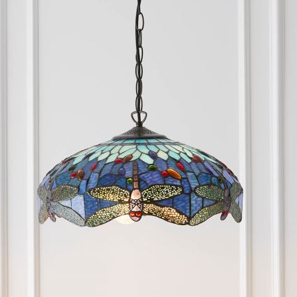 Endon 64080 - Tiffany-Kronleuchter an Kette DRAGONFLY 3xE27/60W/230V Ø 41 cm