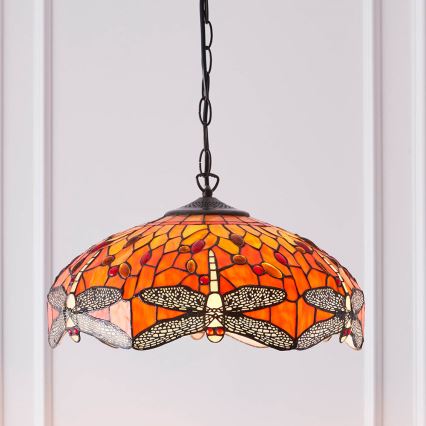 Endon 64081 - Kronleuchter an Kette Tiffany DRAGONFLY 3xE27/60W/230V Ø 41 cm