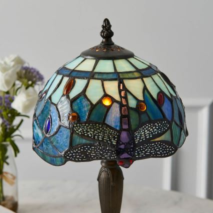 Endon 64088 - Tischlampe Tiffany DRAGONFLY 1xE14/7W/230V Ø 20 cm