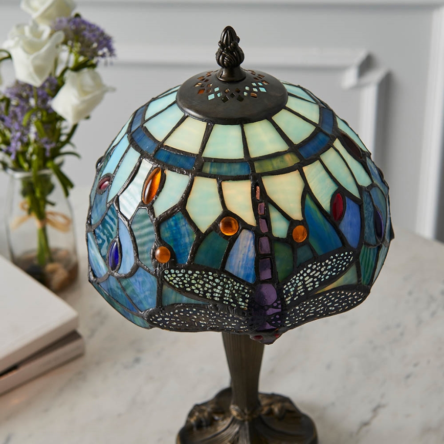 Endon 64088 - Tischlampe Tiffany DRAGONFLY 1xE14/7W/230V Ø 20 cm