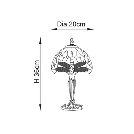 Endon 64088 - Tischlampe Tiffany DRAGONFLY 1xE14/7W/230V Ø 20 cm