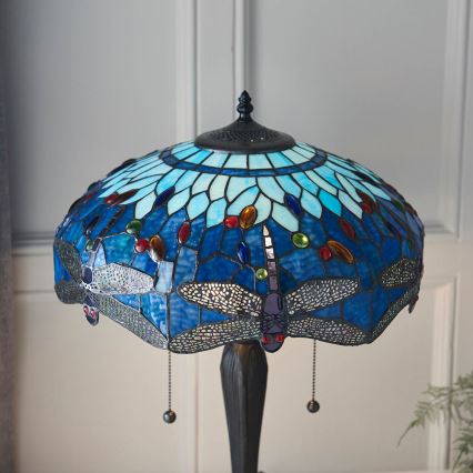 Endon 64089 - Tiffany-Tischlampe DRAGONFLY 2xE27/60W/230V Ø 41 cm