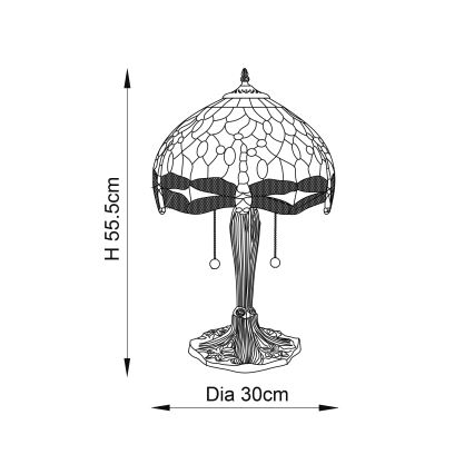 Endon 64090 - Tischleuchte DRAGONFLY 2xE27/60W/230V Ø 30 cm
