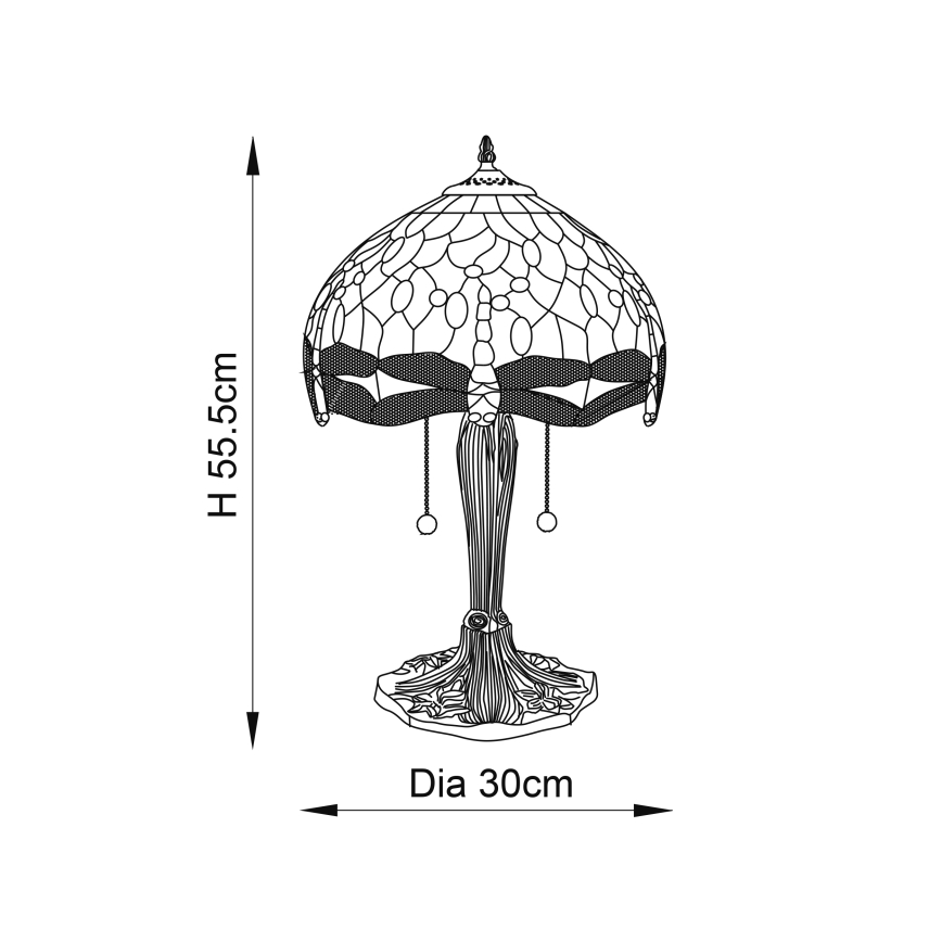 Endon 64090 - Tischleuchte DRAGONFLY 2xE27/60W/230V Ø 30 cm