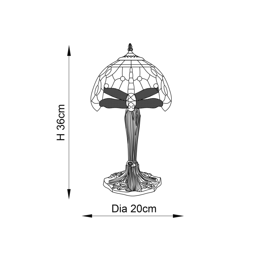 Endon 64091 - Tischlampe Tiffany DRAGONFLY 1x E14/7W/230V, Ø 20 cm