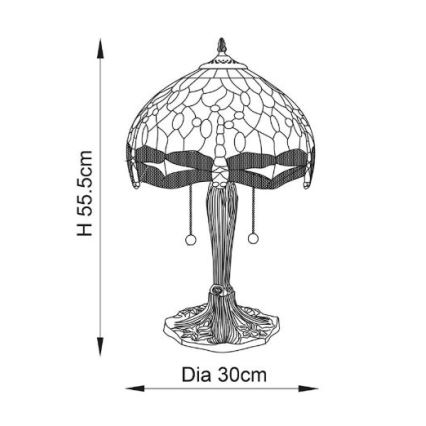 Endon 64092 - Tischlampe DRAGONFLY 2xE27/60W/230V Ø 30 cm