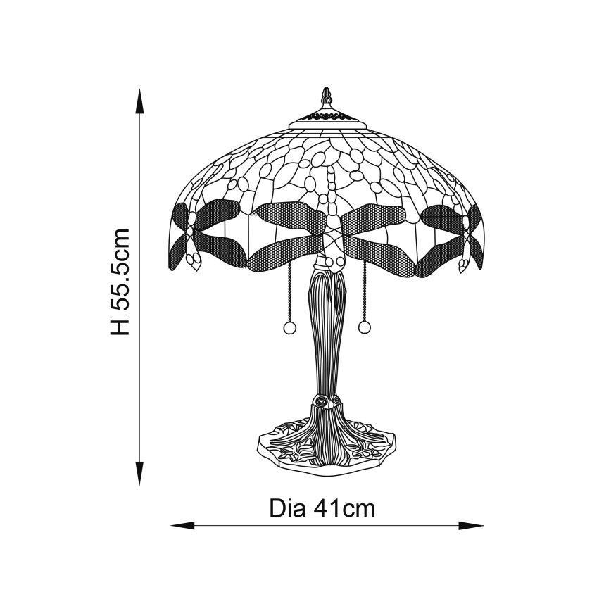 Endon 64093 - Tischleuchte DRAGONFLY 2xE27/60W/230V Durchmesser 41 cm