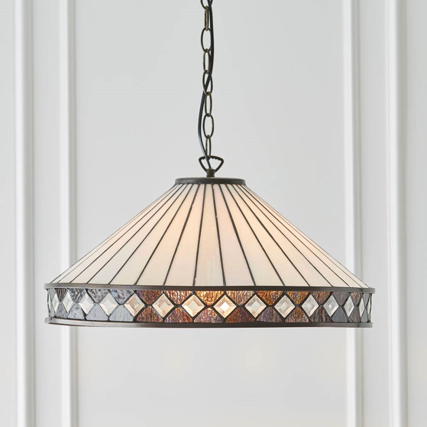 Endon 64147 - Tiffany-Pendelleuchte FARGO an Kette, 1x E27/60W/230V, Ø 50 cm
