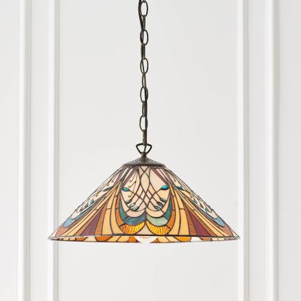 Endon 64162 - Tiffany-Kronleuchter an Kette HECTOR 1xE27/60W/230V Ø 40 cm
