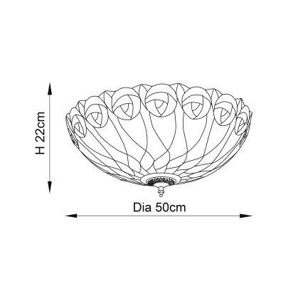 Endon 64173 - Deckenleuchte Tiffany HUTCHINSON 2xE27/60W/230V Ø 50 cm