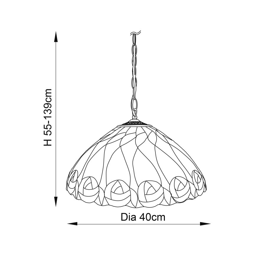 Endon 64176 - Tiffany-Hängeleuchte mit Kette HUTCHINSON 1xE27/60W/230V Ø 40 cm