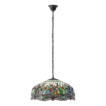 Endon 66148 - Pendelleuchte mit Kette Tiffany DRAGONFLY, 3× E27/60 W/230 V, Ø 50 cm