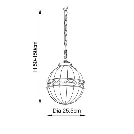 Endon 67044 - Tiffany-Kronleuchter an Kette FARGO 1xE14/40W/230V Ø 25,5 cm