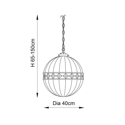 Endon 67045 - Hängeleuchte an Kette FARGO 1xE27/60W/230V d 40 cm