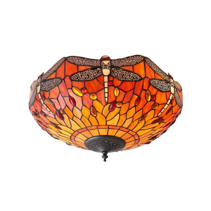 Endon 70721 - Tiffany-Deckenleuchte DRAGONFLY, 2x E27/60W/230V, Ø 41 cm