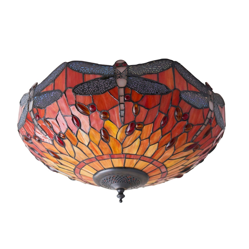 Endon 70721 - Tiffany-Deckenleuchte DRAGONFLY, 2x E27/60W/230V, Ø 41 cm