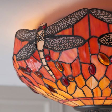 Endon 70721 - Tiffany-Deckenleuchte DRAGONFLY, 2x E27/60W/230V, Ø 41 cm