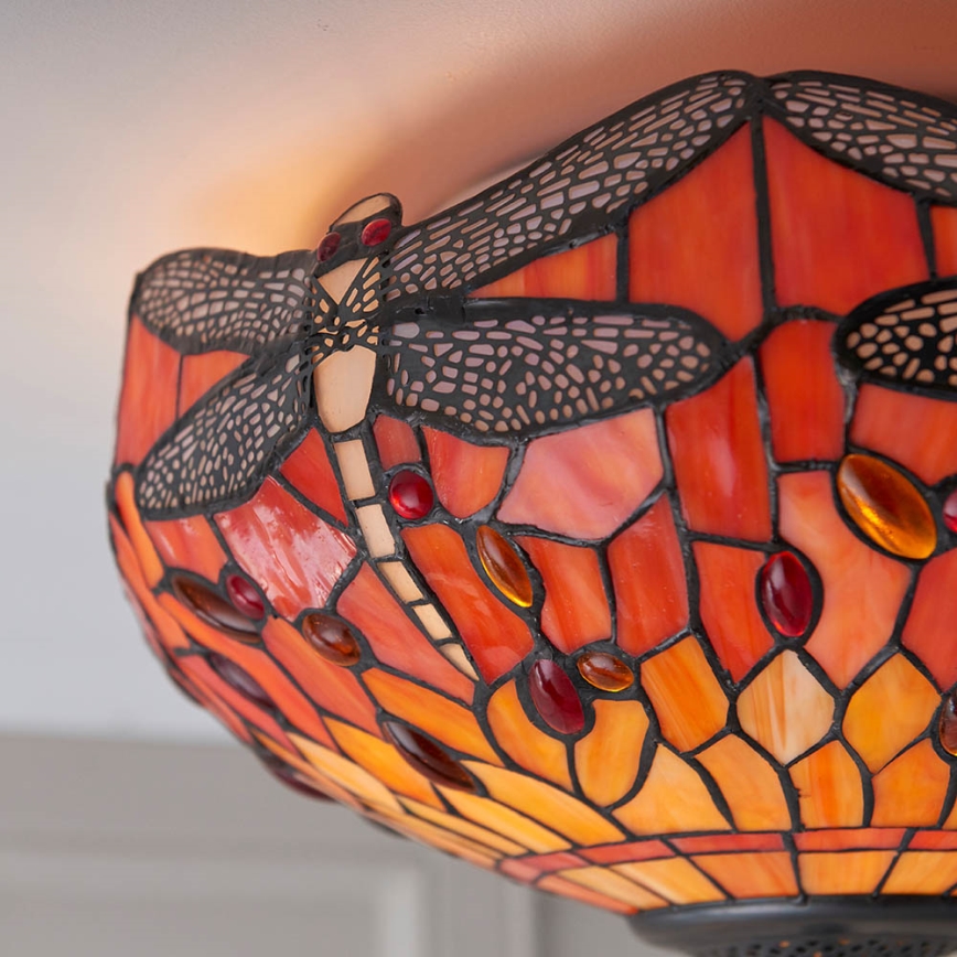 Endon 70721 - Tiffany-Deckenleuchte DRAGONFLY, 2x E27/60W/230V, Ø 41 cm