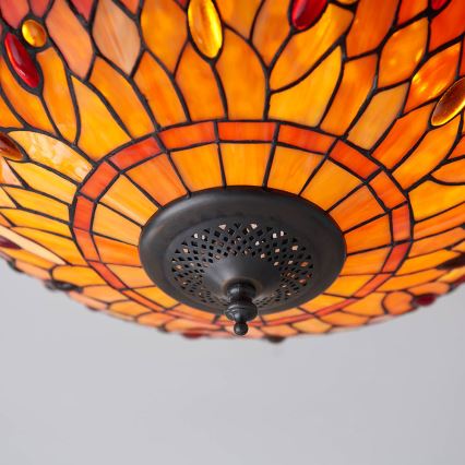 Endon 70721 - Tiffany-Deckenleuchte DRAGONFLY, 2x E27/60W/230V, Ø 41 cm