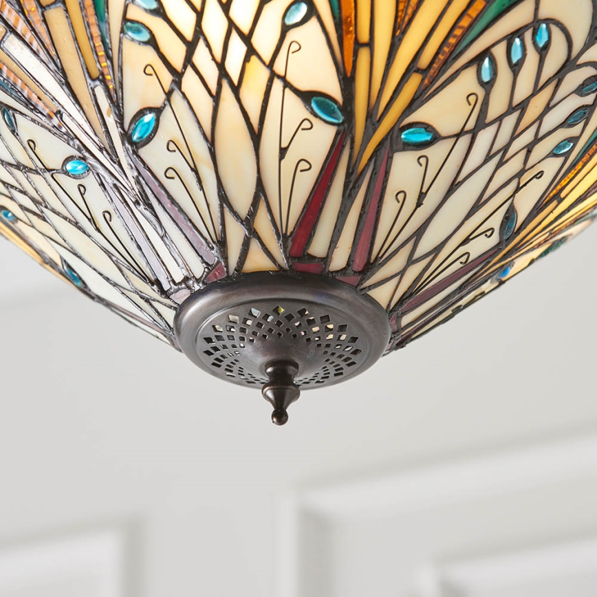 Endon 70750 - Kronleuchter mit Kette Tiffany HECTOR 3xE27/60W/230V Ø 40 cm