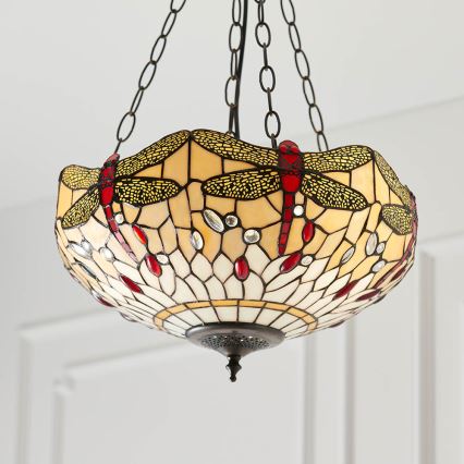 Endon 70759 - Pendelleuchte an Kette Tiffany DRAGONFLY 3xE27/60W/230V Ø 41 cm