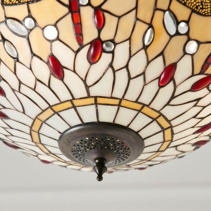 Endon 70759 - Pendelleuchte an Kette Tiffany DRAGONFLY 3xE27/60W/230V Ø 41 cm