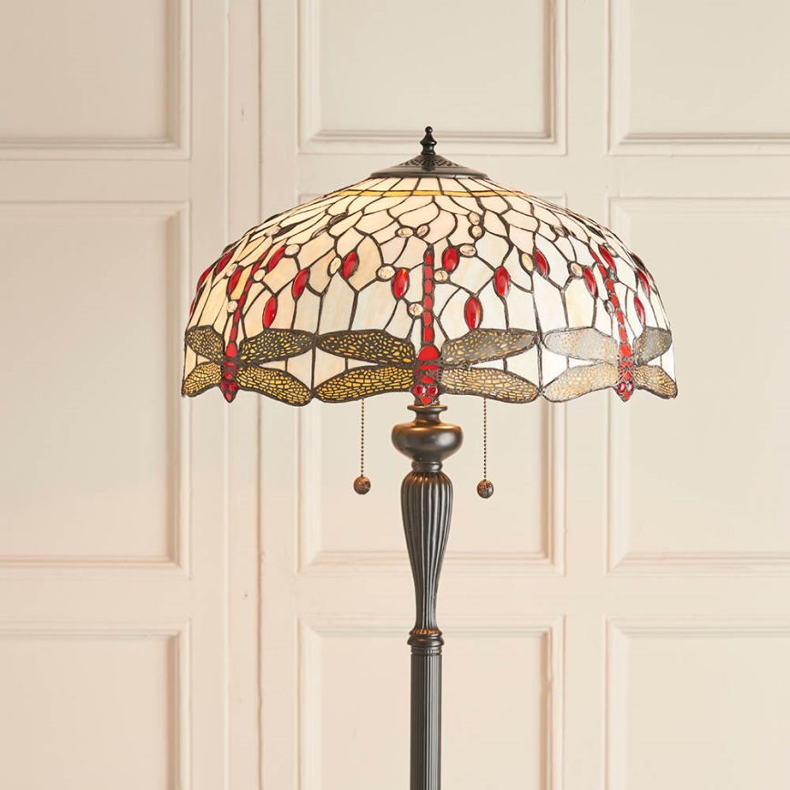 Endon 70940 - Tiffany-Stehleuchte DRAGONFLY 2xE27/60W/230V Ø 50 cm