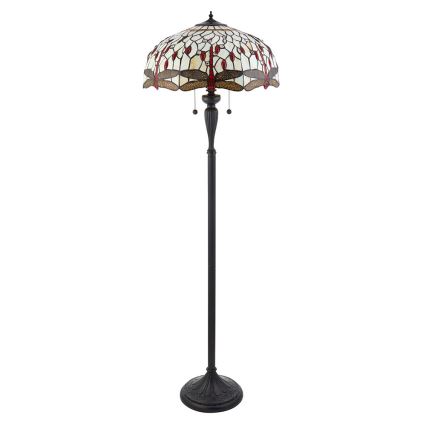 Endon 70940 - Tiffany-Stehleuchte DRAGONFLY 2xE27/60W/230V Ø 50 cm