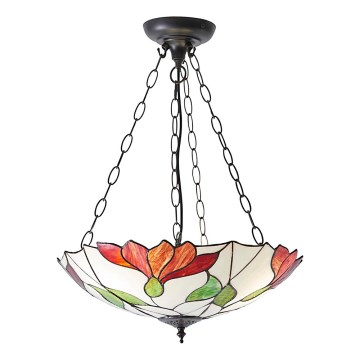 Endon 70946 - Tiffany BOTANICA Hängeleuchte mit Kette 3xE27/60W/230V Ø 45 cm