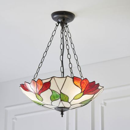 Endon 70946 - Tiffany BOTANICA Hängeleuchte mit Kette 3xE27/60W/230V Ø 45 cm